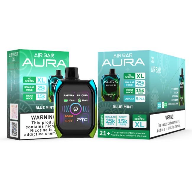 AIR BAR AURA 5% DISPOSABLE (135ML) BOOST MODE - 15K & REG. MODE - 25K PUFFS - BLUE RAZZ ICE