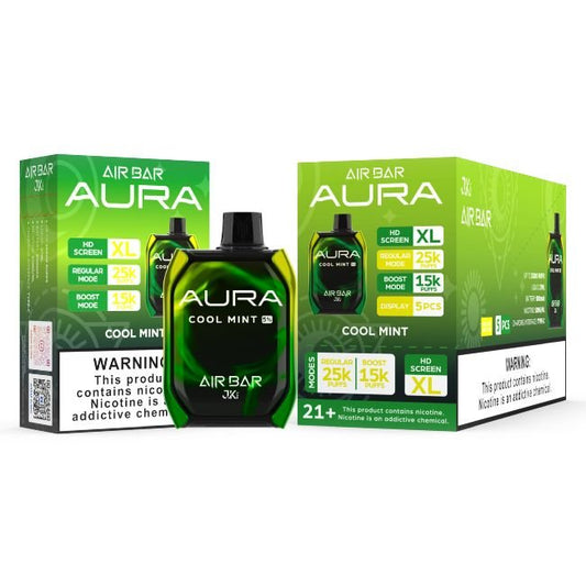 AIR BAR AURA 5% DISPOSABLE (135ML) BOOST MODE - 15K & REG. MODE - 25K PUFFS - COOL MINT