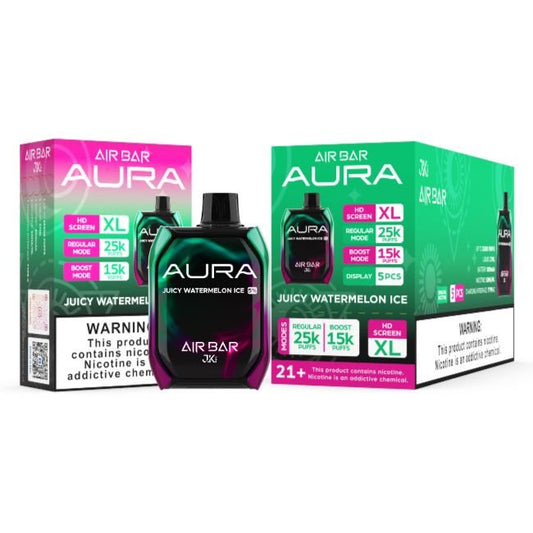 AIR BAR AURA 5% DISPOSABLE (135ML) BOOST MODE - 15K & REG. MODE - 25K PUFFS - JUICY WATERMELON