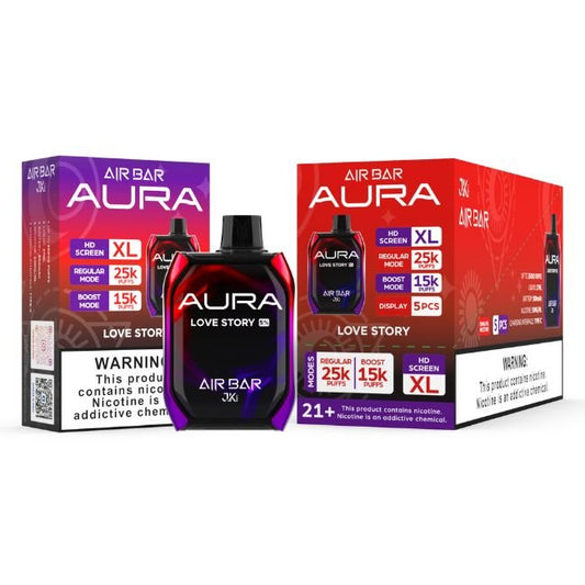 AIR BAR AURA 5% DISPOSABLE (135ML) BOOST MODE - 15K & REG. MODE - 25K PUFFS - LOVE STORY