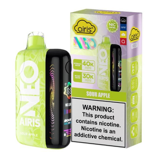 AIRIS NEO 5% DISPOSABLE (50ML) BOOST. MODE - 30K & NORM. MODE - 40K PUFFS 5CT/ BOX - SOUR APPLE