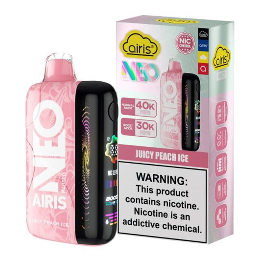 AIRIS NEO 5% DISPOSABLE (50ML) BOOST. MODE - 30K & NORM. MODE - 40K PUFFS 5CT/ BOX - JUICY PEACH ICE