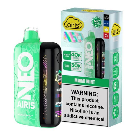 AIRIS NEO 5% DISPOSABLE (50ML) BOOST. MODE - 30K & NORM. MODE - 40K PUFFS 5CT/ BOX - MIAMI MINT