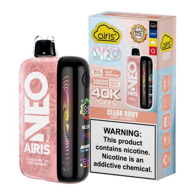 AIRIS NEO UNFLAVORED 5% DISPOSABLE (50ML) BOOST. MODE - 30K & NORM. MODE - 40K PUFFS 5CT/ BOX - CLEAR RUBY
