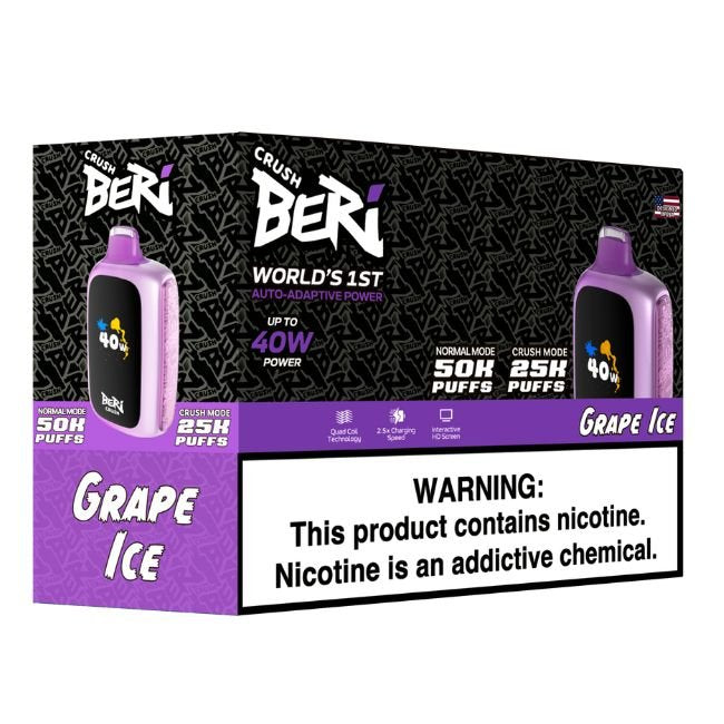 BERI CRUSH 5% DISPOSABLE (100ML) CRUSH. MODE - 25K & NORM. MODE - 50K PUFFS - GRAPE ICE
