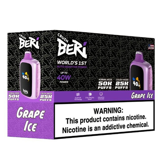 BERI CRUSH 5% DISPOSABLE (100ML) CRUSH. MODE - 25K & NORM. MODE - 50K PUFFS - GRAPE ICE