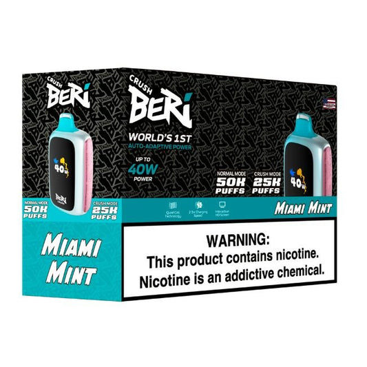BERI CRUSH 5% DISPOSABLE (100ML) CRUSH. MODE - 25K & NORM. MODE - 50K PUFFS - MIAMI MINT