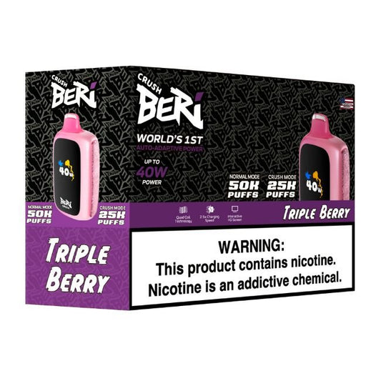 BERI CRUSH 5% DISPOSABLE (100ML) CRUSH. MODE - 25K & NORM. MODE - 50K PUFFS - TRIPLE BERRY
