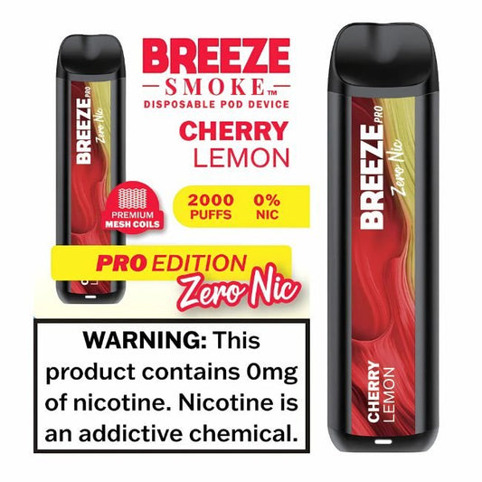 BREEZE PRO EDITION 0% DISPO (60ML) 2K PUFFS 10CT/ BOX - CHERRY LEMON