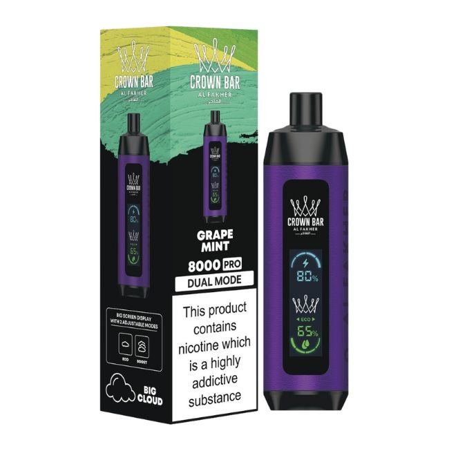 CROWN BAR PRO BY AL FAKHER DIGITAL SCREEN DUAL MODE 5% DISPOSABLE (90ML) 8K PUFFS - LEMON LIME
