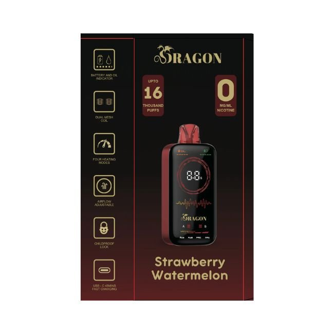 DRAGON ZERO 0% DISPOSABLE (100ML) 16K PUFFS - STRAWBERRY WATERMELON