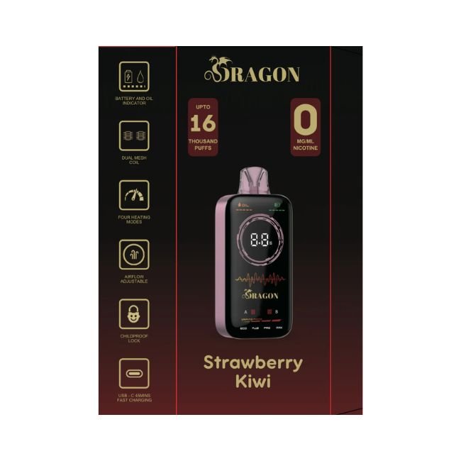 DRAGON ZERO 0% DISPOSABLE (100ML) 16K PUFFS - STRAWBERRY KIWI