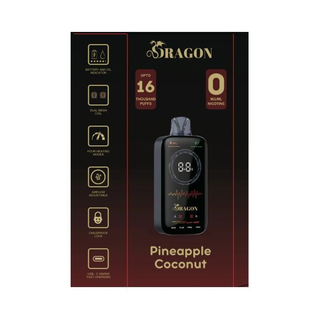 DRAGON ZERO 0% DISPOSABLE (100ML) 16K PUFFS - PINEAPPLE COCONUT