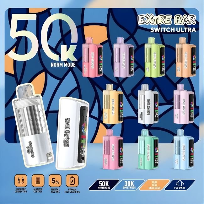 EXTRE BAR SWITCH ULTRA 5% DISPOSABLE KIT (140ML) BOOST MODE - 30K & NORM MODE. 50K PUFFS 5CT/ BOX