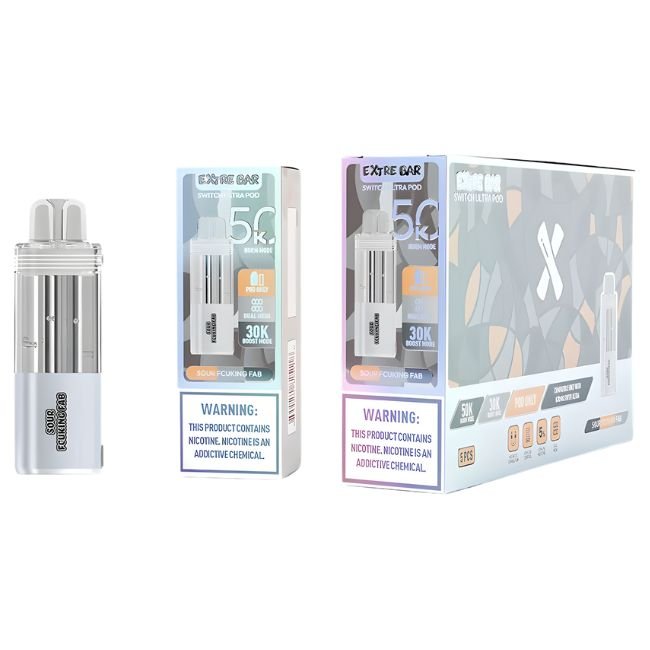 EXTRE BAR SWITCH ULTRA 5% DISPOSABLE POD (140ML) BOOST MODE - 30K & NORM MODE. 50K PUFFS 5CT/ BOX - SOUR F**KING FAB