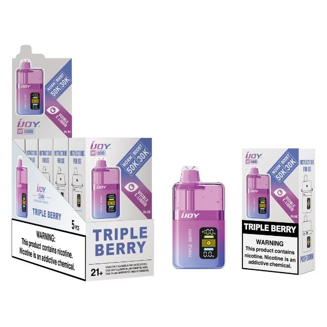 IJOY XP50000 5% DISPOSABLE (100ML) BOOST. MODE - 30K & NORM. MODE - 50K PUFFS 5CT/ BOX - TRIPLE BERRY