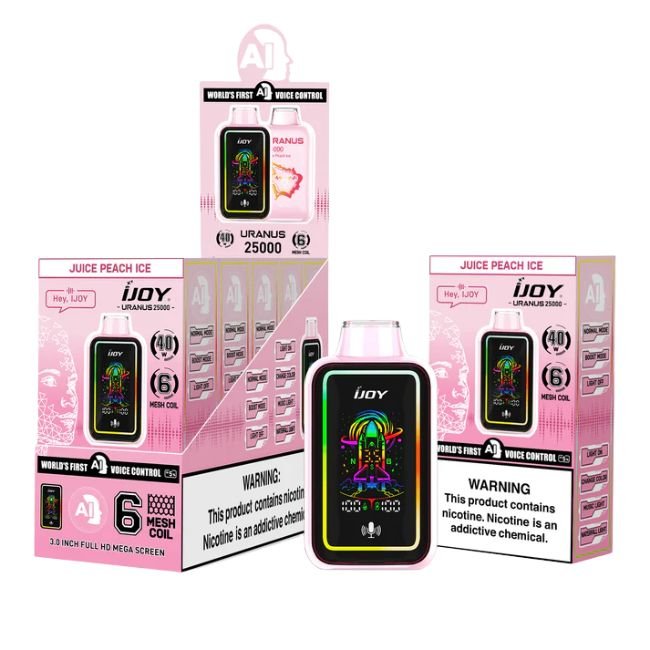 IJOY URANUS VOICE CONTROL 5% DISPOSABLE (100ML) 25K PUFFS - JUICE PEACH ICE