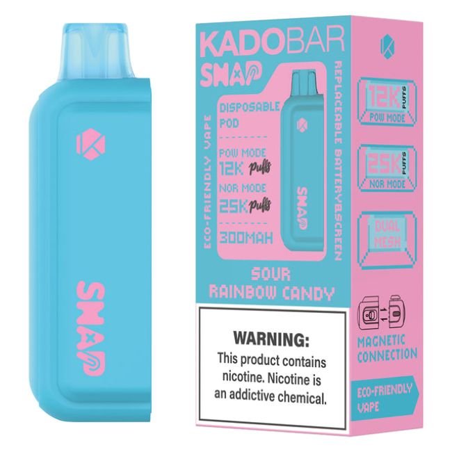 KADO BAR SNAP 5% DISPOSABLE POD (90ML) POW. MODE - 12K & NORM. MODE - 25K PUFFS - SOUR RAINBOW CANDY