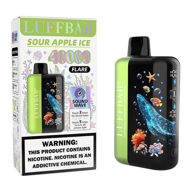 LUFFBAR FLARE 5% DISPOSABLE (90ML) 40K PUFFS 5CT/ BOX - SOUR APPLE ICE