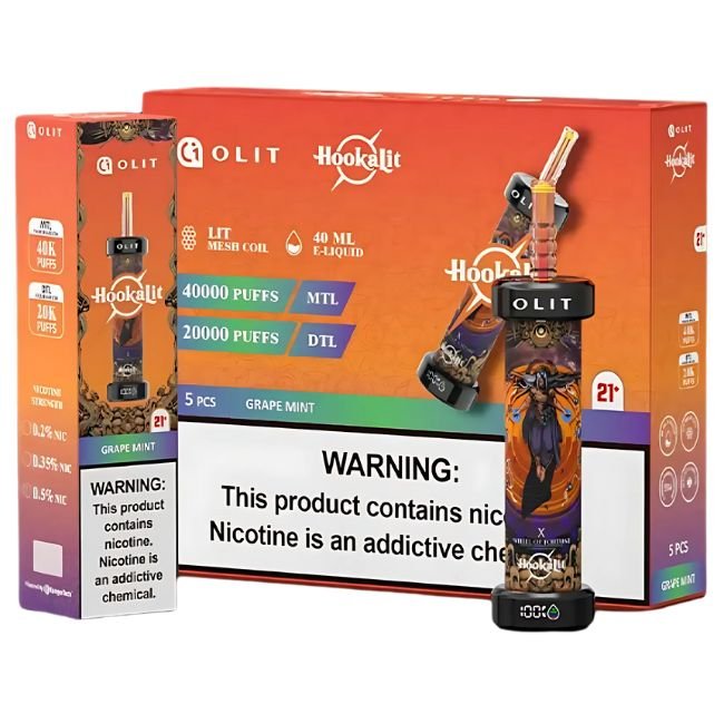 OLIT HOOKALIT BY KANGERTECH 3.5% DISPOSABLE (200ML) 40K PUFFS - GRAPE MINT