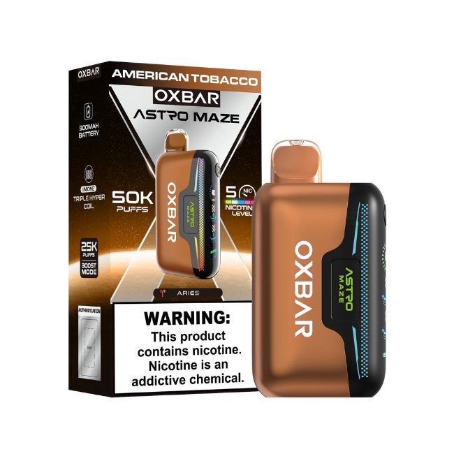 OXBAR ASTRO MAZE BY POD JUICE 5% DISPOSABLE (70ML) 50K PUFFS - AMERICAN RED TOBACCO