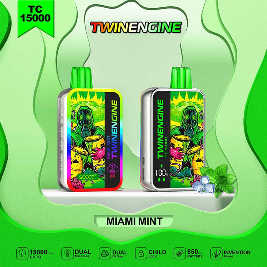 TWINENGINE SOOCE TC15000 BY KANGVAPE 5% DISPOSABLE ( 115ML) 15K PUFFS 5CT/ BOX - MIAMI MINT