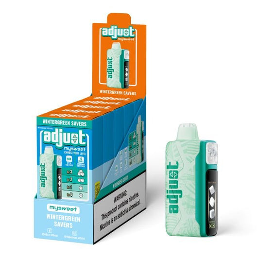 ADJUST MYSWEET 5% DISPOSABLE (100ML) 40K PUFFS - WINTERGREEN SAVERS