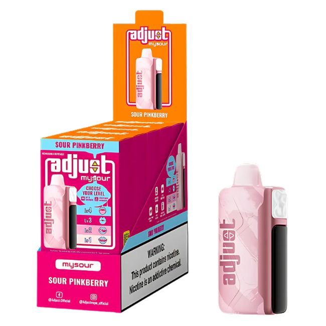ADJUST MYSOUR 5% DISPOSABLE (100ML) 40K PUFFS 5CT/ BOX - SOUR PINKBERRY