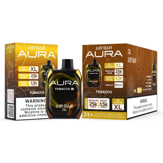 AIR BAR AURA 5% DISPOSABLE (135ML) BOOST MODE - 15K & REG. MODE - 25K PUFFS - TOBACCO
