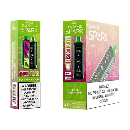 AIR BAR DIAMOND SPARK 5% DISPOSABLE (85ML) 15K PUFFS - SOUR APPLE ICE