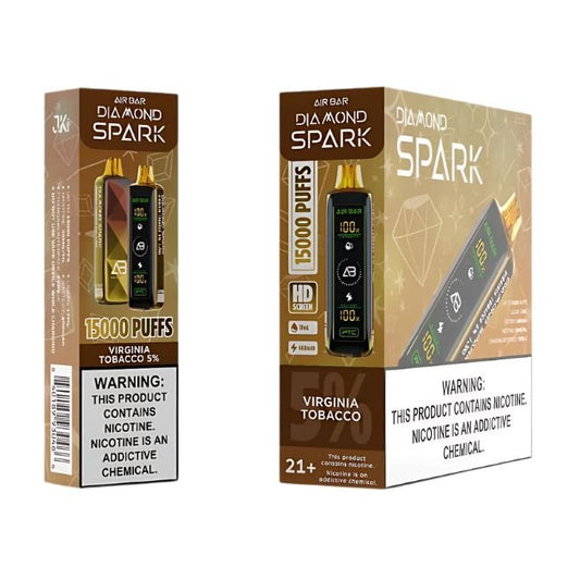 AIR BAR DIAMOND SPARK 5% DISPOSABLE (85ML) 15K PUFFS - VIRGINIA TOBACCO