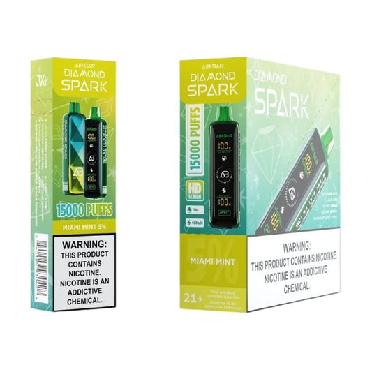 AIR BAR DIAMOND SPARK 5% DISPOSABLE (85ML) 15K PUFFS - MIAMI MINT
