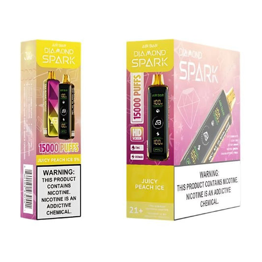 AIR BAR DIAMOND SPARK 5% DISPOSABLE (85ML) 15K PUFFS - JUICY PEACH ICE