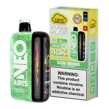 AIRIS NEO UNFLAVORED 5% DISPOSABLE (50ML) BOOST. MODE - 30K & NORM. MODE - 40K PUFFS 5CT/ BOX - CLEAR EMERALD