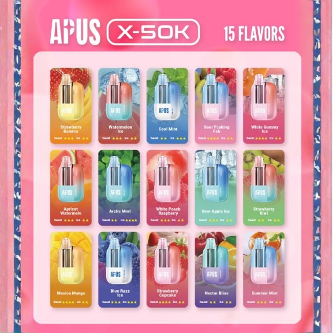 APUS X-50K 5% DISPOSABLE (100ML) 50K PUFFS 5CT/ BOX