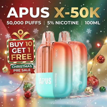 APUS X-50K 5% DISPOSABLE (100ML) 50K PUFFS 5CT/ BOX (BUY 10 GET 1)