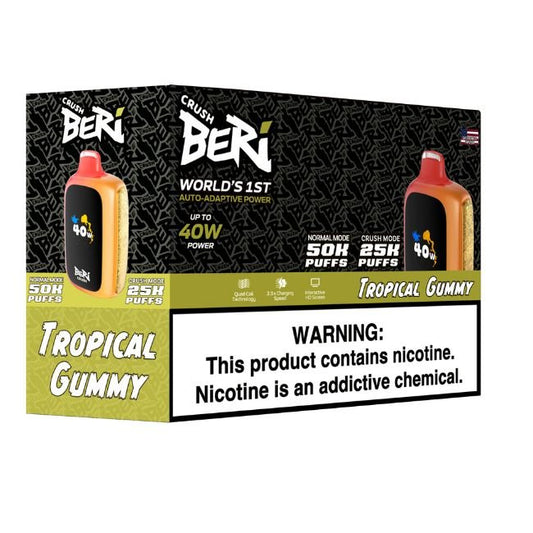 BERI CRUSH 5% DISPOSABLE (100ML) CRUSH. MODE - 25K & NORM. MODE - 50K PUFFS - TROPICAL GUMMY