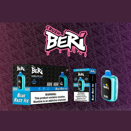 BERI CRUSH 5% DISPOSABLE (100ML) CRUSH. MODE - 25K & NORM. MODE - 50K PUFFS - BLUE RAZZ ICE