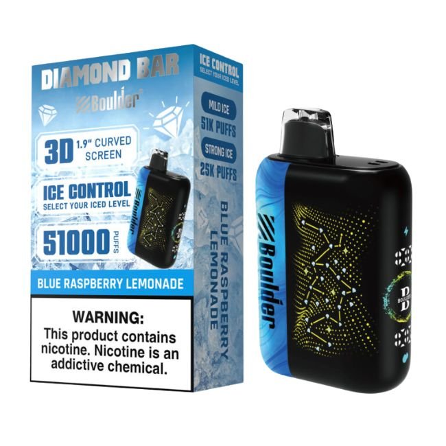 BOULDER DIAMOND BAR 5% DISPOSABLE (100ML) STRONG ICE 25K & MILD ICE 51K PUFFS 5CT/ BOX
