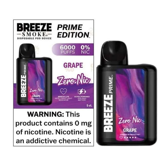 BREEZE PRIME EDITION 0% DISPOSABLE (50ML) 6K PUFFS 5CT/ BOX - GRAPE