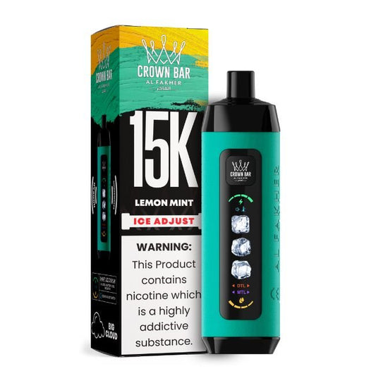 CROWN BAR BY AL FAKHER ICE ADJUST 5% DISPOSABLE (110ML) 15K PUFFS 5CT/ BOX (MADE IN UAE) - LEMON MINT