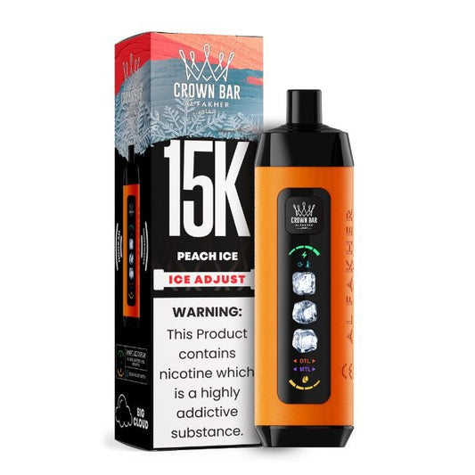 CROWN BAR BY AL FAKHER ICE ADJUST 5% DISPOSABLE (110ML) 15K PUFFS 5CT/ BOX (MADE IN UAE) - PEACH ICE