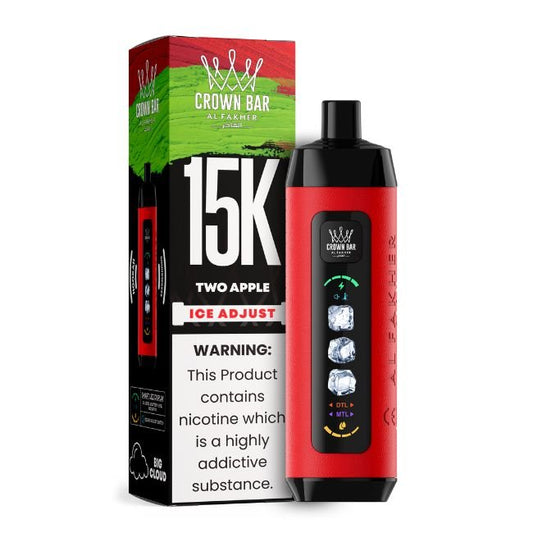 CROWN BAR BY AL FAKHER ICE ADJUST 5% DISPOSABLE (110ML) 15K PUFFS 5CT/ BOX (MADE IN UAE) - TWO APPLE