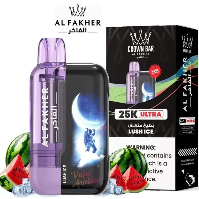 CROWN BAR BY AL FAKHER ULTRA 5% DISPOSABLE (110ML) 25K PUFFS 5CT/ BOX - WATERMELON KIWI