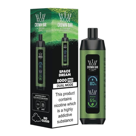 CROWN BAR PRO BY AL FAKHER DIGITAL SCREEN DUAL MODE 5% DISPOSABLE (90ML) 8K PUFFS - SPACE DREAM