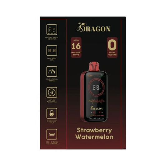 DRAGON ZERO 0% DISPOSABLE (100ML) 16K PUFFS - STRAWBERRY WATERMELON