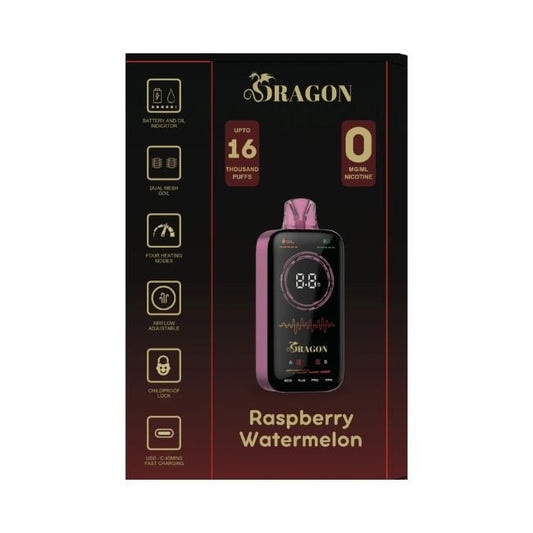 DRAGON ZERO 0% DISPOSABLE (100ML) 16K PUFFS - RASPBERRY WATERMELON
