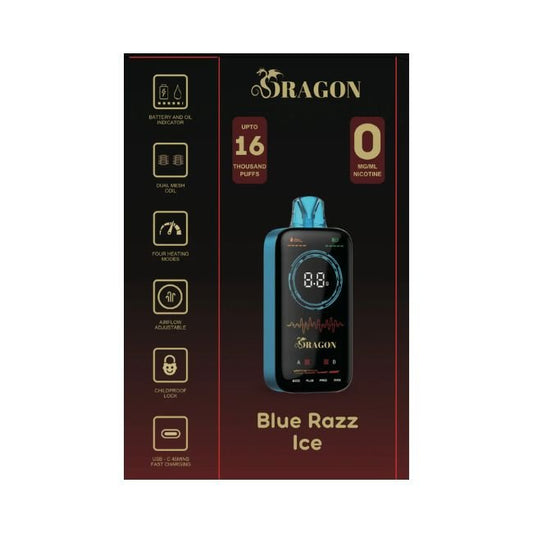 DRAGON ZERO 0% DISPOSABLE (100ML) 16K PUFFS - BLUE RAZZ ICE