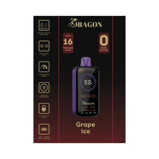 DRAGON ZERO 0% DISPOSABLE (100ML) 16K PUFFS - GRAPE ICE