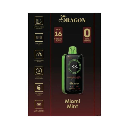 DRAGON ZERO 0% DISPOSABLE (100ML) 16K PUFFS - MIAMI MINT